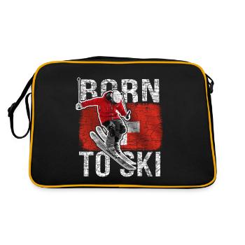 Skieurs drapeau suisse Suisse - Sac Retro - noir/or - Dos