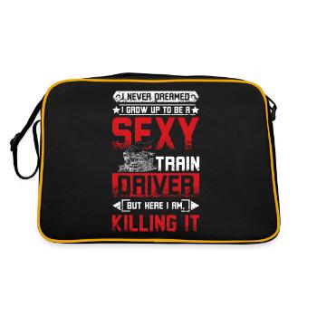 Sexy train driver - Retro Tasche - Schwarz/Gold - Hinten