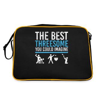 Trinkspiele Saufen Lustig Festival Bier Dreier - Retro Tasche - Schwarz/Gold - Hinten