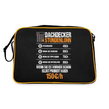 Dachdecker Stundenlohn - Retro Tasche - Schwarz/Gold - Hinten