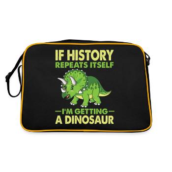 Si l’histoire se répète, je reçois un dinosaure - Sac Retro - noir/or - Dos