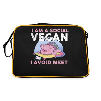 Je suis un végétalien social que j’évite Rencontrer cadeau végétalien - Sac Retro - noir/or - Dos