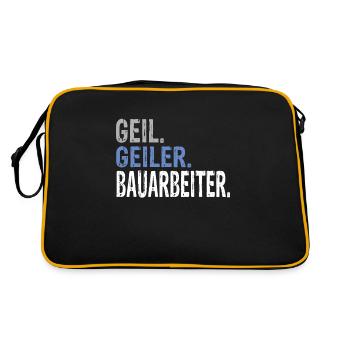 Geil Geiler Bauarbeiter - Retro Tasche - Schwarz/Gold - Hinten