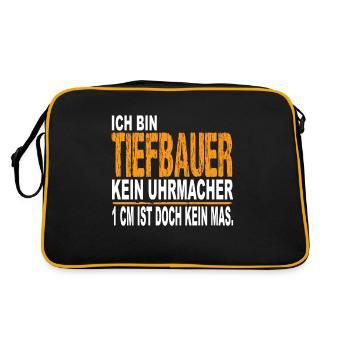 Ich bin Tiefbauer Kein Uhrmacher - Retro Tasche - Schwarz/Gold - Hinten