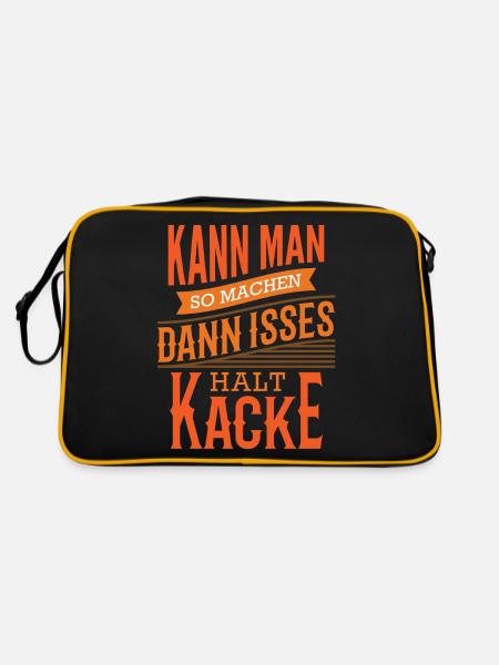 Lustige Sprüche Büro Baustelle Kann man so machen - Retro Tasche - Schwarz/Gold - Hinten