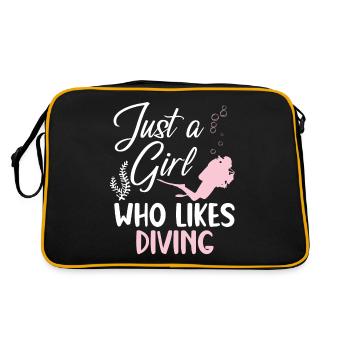 Nur Ein Mädchen Das Taucher Liebt - Retro Tasche - Schwarz/Gold - Hinten