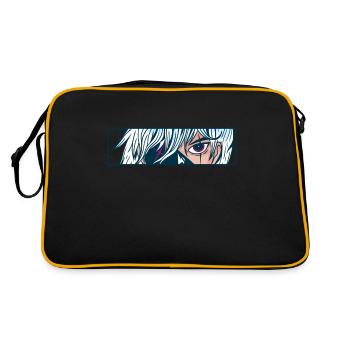 Anime Augen Cartoon Comic Gesicht Blick - Retro Tasche - Schwarz/Gold - Hinten