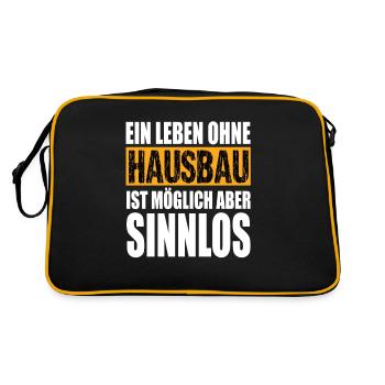 Ein Leben Ohne Hausbau ist Möglich aber Sinnlos - Retro Tasche - Schwarz/Gold - Hinten