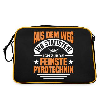 Feuerwerker Silvester Feuerwerk Geschenk - Retro Tasche - Schwarz/Gold - Hinten