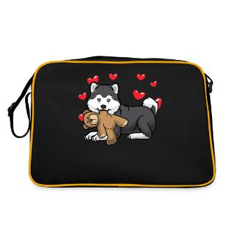 Chien Pomsky avec peluche - Sac Retro - noir/or - Dos