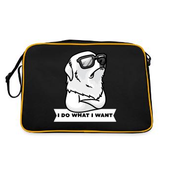 Stubborn Pyrenean Mountain Dog Dog Great Pyrenees - Retro Bag - black/gold - Back