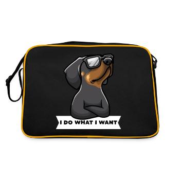 Sturer Slowakische Hund Schwarzwildbracke - Retro Tasche - Schwarz/Gold - Hinten