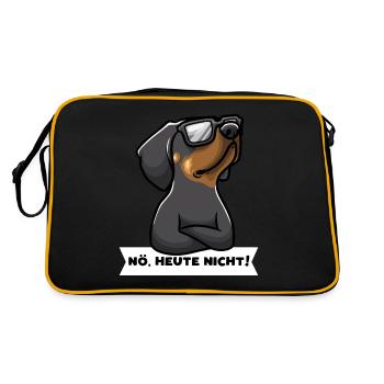 Sturer Slowakische Hund Schwarzwildbracke - Retro Tasche - Schwarz/Gold - Hinten