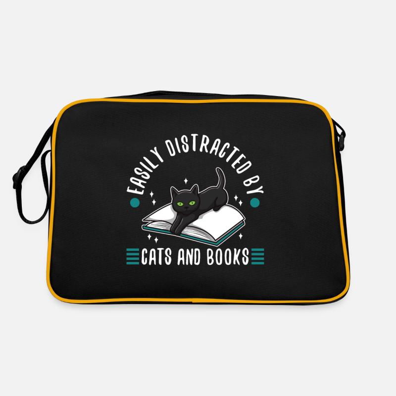 Easily distracted by cats and books Retro Bag