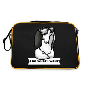 Stubborn Bearded Collie Dog Highland Collie - Retro Bag - black/gold - Back
