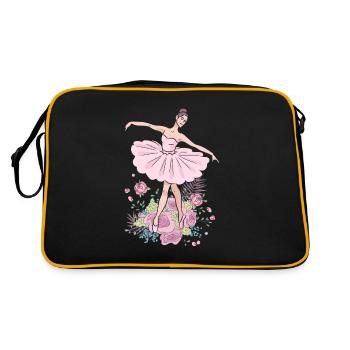 Ballerine Jeune Femme Fleurs Roses Danse - Sac Retro - noir/or - Dos