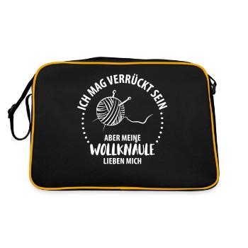 Wolle Stricken Wollknäuel - Retro Tasche - Schwarz/Gold - Hinten