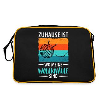 Wolle Stricken Wollknäuel - Retro Tasche - Schwarz/Gold - Hinten