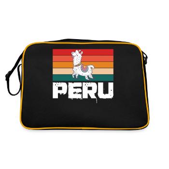 Peru | Peruanisches Lama Cusco Peru Lover - Retro Tasche - Schwarz/Gold - Hinten