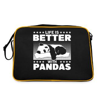 Panda Lover Pandas Panda Gift - Retro Bag - black/gold - Back
