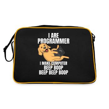 I Are Programmer Computer Beep Boop IT Dog - Retro Bag - black/gold - Back