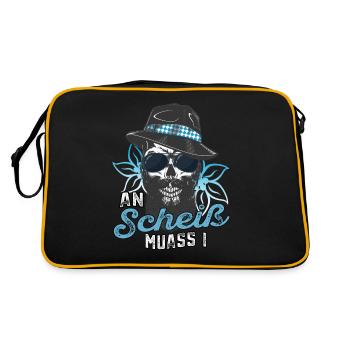 An Scheiß muass i bayerischer Spruch & bayerisches - Retro Tasche - Schwarz/Gold - Hinten