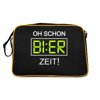Bier Uhr Lustiges Mallorca Party Alkohol Bier Suff - Retro Tasche - Schwarz/Gold - Hinten