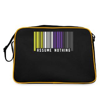 Nonbinary | Non-Binary Pride Barcode Flag - Retro Bag - black/gold - Back