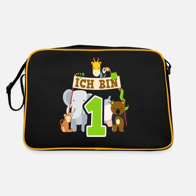 Zootiere 1. Geburtstag 1 Jahr Elefant Affe Retro Tasche