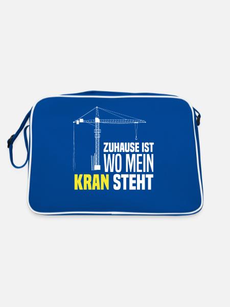 Kran Kranführer - Retro Tasche - Blau/Weiß - Hinten