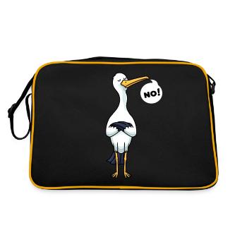 Sturer Storch Weißstorch Vögel - Retro Tasche - Schwarz/Gold - Hinten