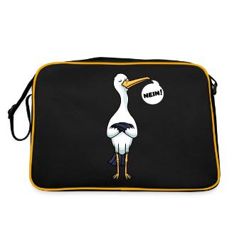 Sturer Storch Weißstorch Vögel - Retro Tasche - Schwarz/Gold - Hinten