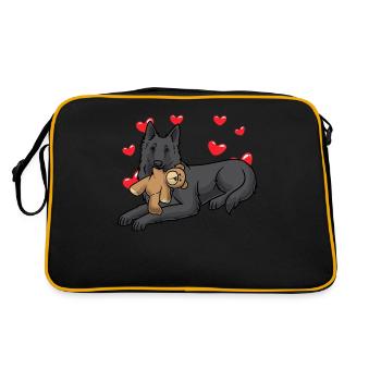 Groenendael chien en peluche et de nombreux cœurs - Sac Retro - noir/or - Dos