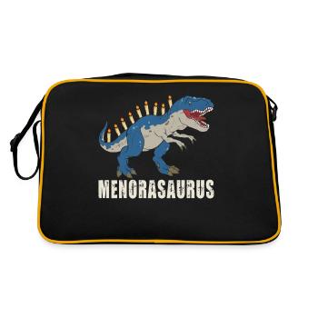 Menorasaurus Rex, TRex Chanukka Dinosaurier - Retro Tasche - Schwarz/Gold - Hinten