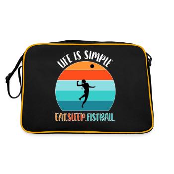 Faustball Faustballer Faustballspieler - Retro Tasche - Schwarz/Gold - Hinten