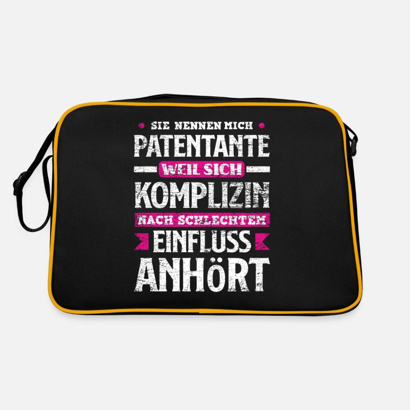 Patentante Komplizin Geschenk - Retro Tasche - Schwarz/Gold