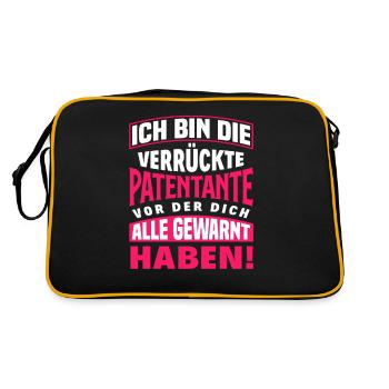 Patentante Taufe Patentanten Geschenk - Retro Tasche - Schwarz/Gold - Hinten