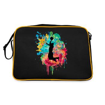 Basketball Spieler beim Dunking - Retro Tasche - Schwarz/Gold - Hinten