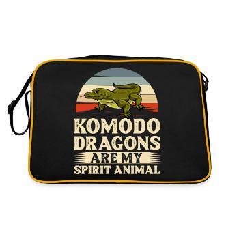 Komodowaran Komododrache Waran Echse Indonesische - Retro Tasche - Schwarz/Gold - Hinten