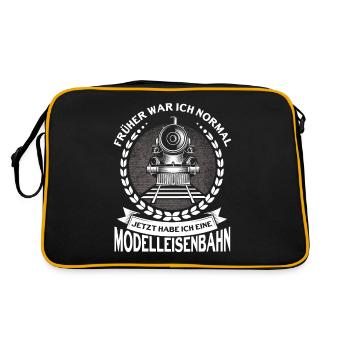 Modellbauer Modellbahn Modelleisenbahn Geschenk - Retro Tasche - Schwarz/Gold - Hinten
