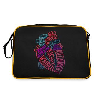 Krankenschwester Shirt Anatomisches Herz Kardiolog - Retro Tasche - Schwarz/Gold - Hinten
