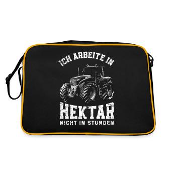 Traktor Landleben Spruch Geschenk - Retro Tasche - Schwarz/Gold - Hinten