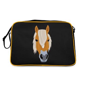 Haflinger Head Riding Pony Gift - Retro Bag - black/gold - Back