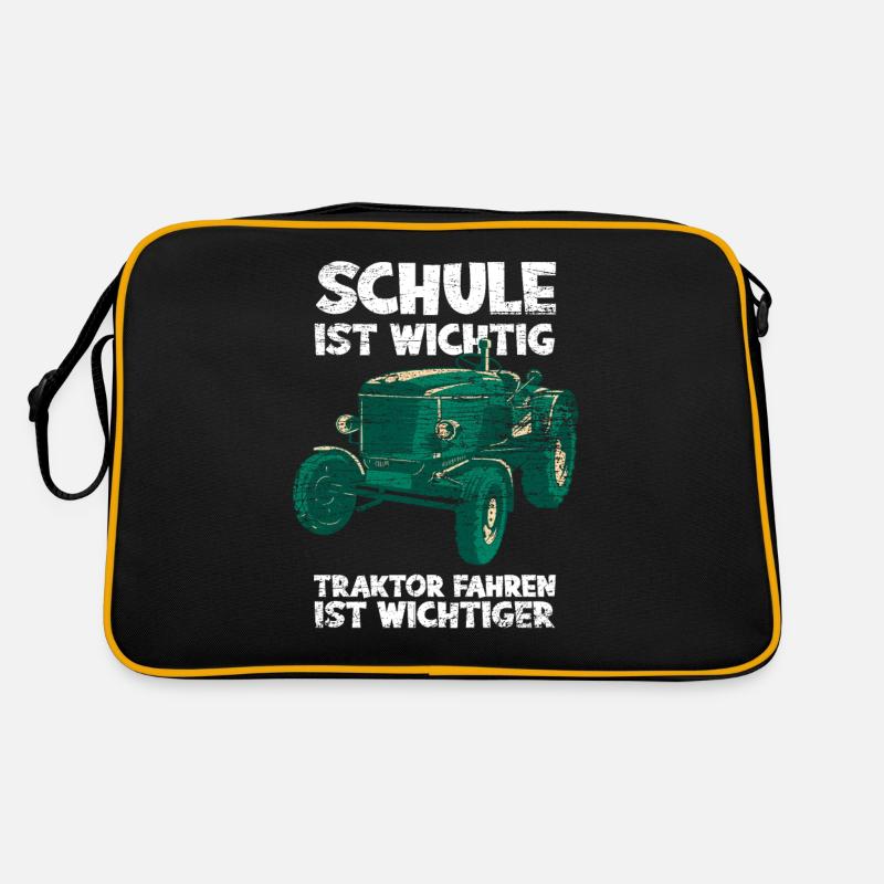 Traktor Schule - Retro Tasche - Schwarz/Gold