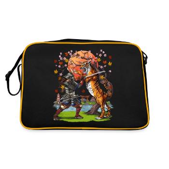 Japanese Samurai Tiger - Retro Bag - black/gold - Back