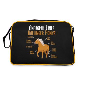 Anatomie eines Haflinger Ponys - Haflinger Pferd - Retro Tasche - Schwarz/Gold - Hinten