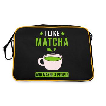 Matcha Tea Saying - Retro Bag - black/gold - Back