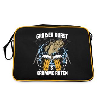 Großer Durst und krumme Ruten - Angler - Retro Tasche - Schwarz/Gold - Hinten