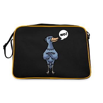 Hartnäckig Schuhschnabel Vogel Abu Markub - Retro Tasche - Schwarz/Gold - Hinten