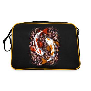 Koi Fisch Kirschblüte - Retro Tasche - Schwarz/Gold - Hinten